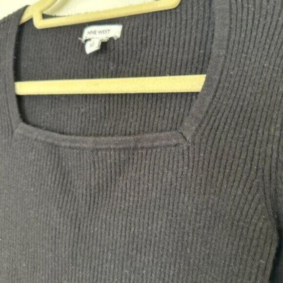 Black Square neck long-sleeve sweater Size L - Picture 3 of 6